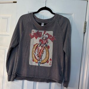 Alternative Gray ladies Sweatshirt with Lady Luck Graphic